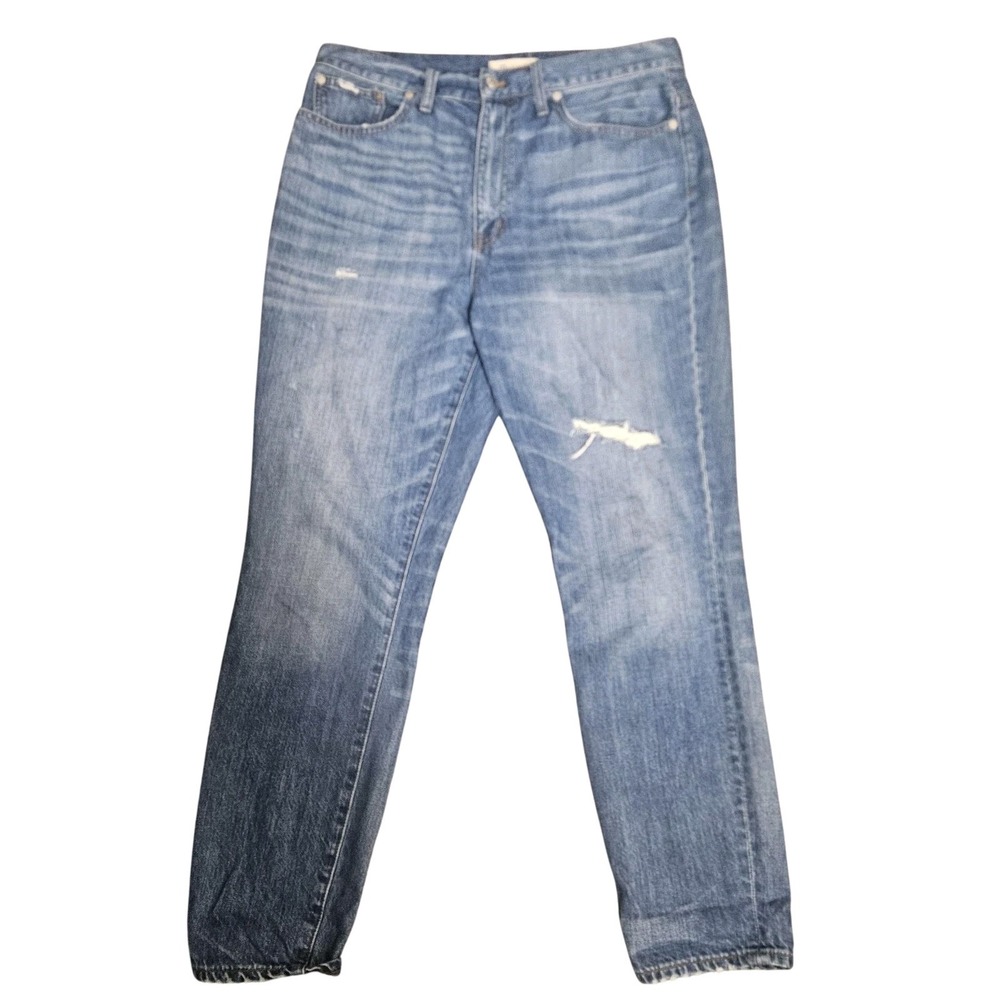 Madewell Jeans Mens 32‎ Blue Rigid Skinny Distressed Denim Frayed Hem Pants